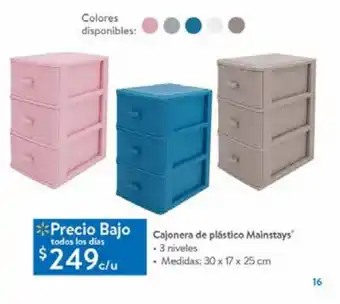 Walmart Cajonera de plástico mainstays oferta