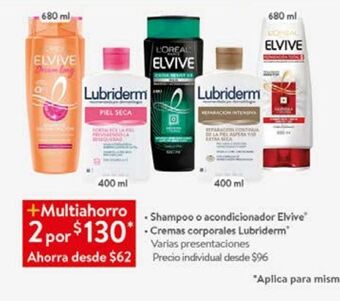 Walmart Shampoo o acondicionador elvive oferta