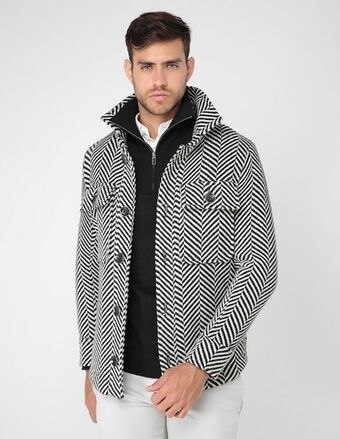 Abrigo merkabá de lana con bolsillos para hombre