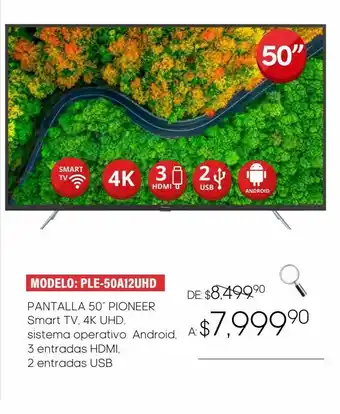 Pantalla 50" pioneer smart tv 4k