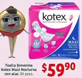 Soriana Mercado Toalla Femenina Kotex Maxi Nocturna con Alas 30 pzas oferta