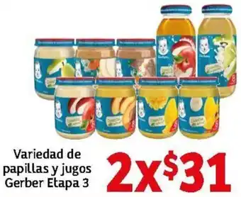 Soriana Mercado Variedad de Papillas y Jugos Gerber Etapa 3 oferta