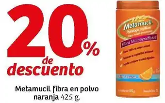 Metamucil Fibra en Polvo Naranja 425g