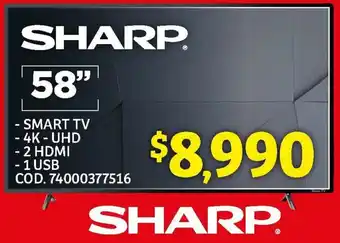 Soriana Mercado Sharp Smart TV 4K UHD 58" oferta