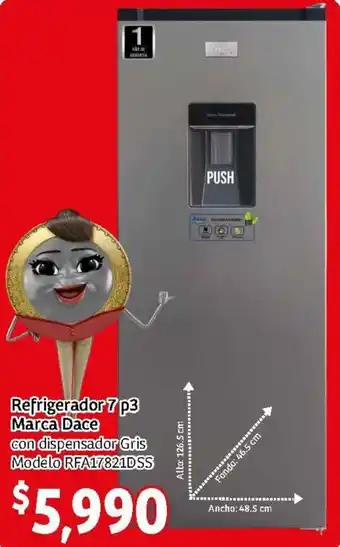 Soriana Mercado Refrigerador 7 p3 Marca Dace oferta