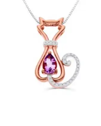 Joyerías Bizzarro Dije de oro rosa 14k con cadena con 8pts de diamante y amatista (vs1-vs2) (g-h) oferta