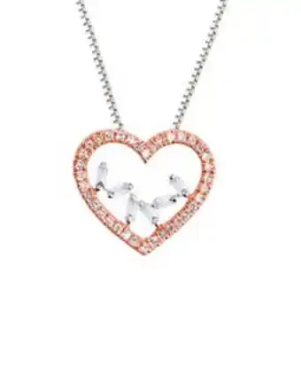 Joyerías Bizzarro Dije de oro rosa 14k con cadena y 11pts de diamante (g-h) (vs1-vs2) corte baguette oferta