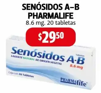Farmacias Guadalajara Senósidos A-B Pharmalife 8.6mg 20 tabletas oferta