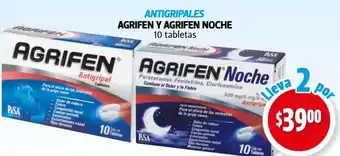 Antigripales Agrifen y Agrifen Noche 10 tabletas