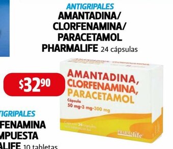 Farmacias Guadalajara Antigripales Amantadina / clorfenamina / Paracetamol Pharmalife 24 cápsulas oferta