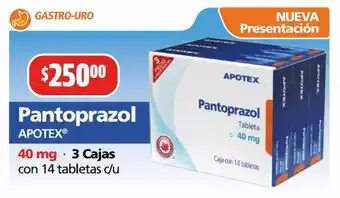 Farmacias Guadalajara Pantoprazol Apotex 40mg - 3 cajas con 14 tabletas oferta