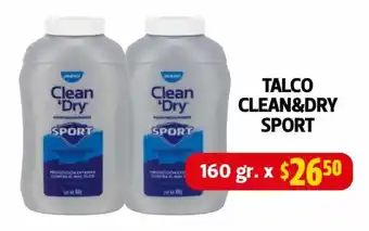 Farmacias Guadalajara Talco Clean & Dry sport 160g oferta