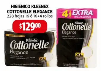 Farmacias Guadalajara Higiénico Kleenex Cottonelle Elegance 228 hojas 16 ó 16+4 rollos oferta