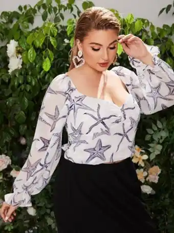 SHEIN Shein top con cordón trasero con estampado de estrella de mar oferta