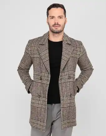 Abrigo merkabá de lana con bolsillos estampado a cuadros para hombre