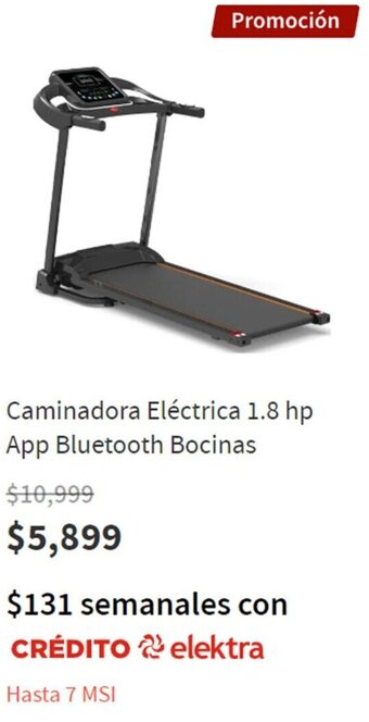 Elektra Caminadora Eléctrica 1.8hp App Bluetooth Bocinas oferta