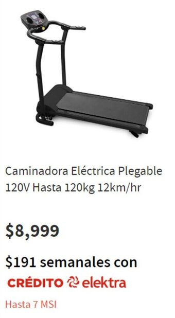 Elektra Caminadora Eléctrica Plegable 120V Hasta 120kg 12km/hr oferta
