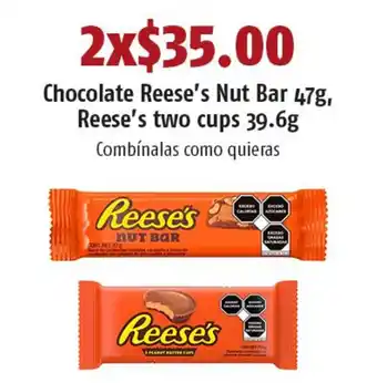 OXXO Chocolate Reese's Nut Bar / Two Cups 2 x 47g / 39,6g oferta