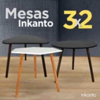 ¡3x2! set de 3 mesas inkanto (2 color negro, 1 blanca)