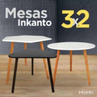 Waldos ¡3x2! set de 3 mesas inkanto (2 color blanco, 1 color negro) oferta