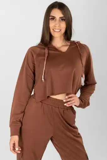 Santory Sudadera crop lisa con capucha oferta