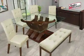 Muebles Troncoso Antecomedor tamayo 1.50 - sillas y banca bristol crudo oferta