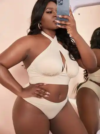 SHEIN Bañador bikini de canalé cruzado oferta