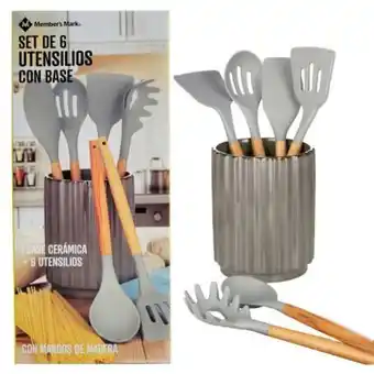 Set de utensilios member's mark con base gris 7 pzas