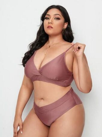 SHEIN Bañador bikini unicolor de talle alto oferta