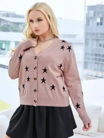SHEIN Shein unity cárdigan con patrón de estrella de hombros caídos oferta