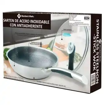 Sam's Club Sartén de acero inoxidable member's mark con antiadherente oferta