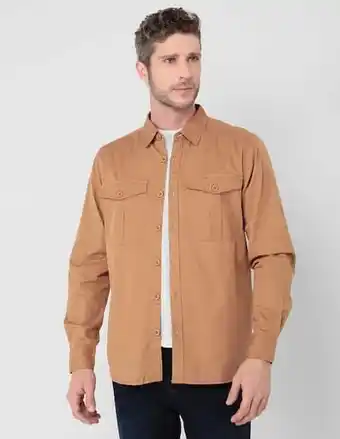 Suburbia Sobrecamisa casual weekend de algodón manga larga para hombre oferta