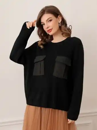SHEIN Shein jersey con bolsillo con solapa de hombros caídos oferta