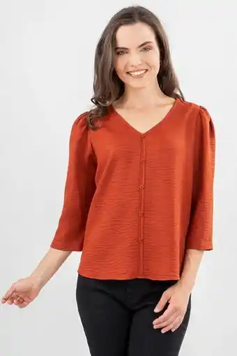 Santory Blusa lisa manga 3/4 cuello v oferta