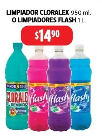 Farmacias Guadalajara Limpiador Cloralex 950ml ó Limpiadores Flash 1L oferta