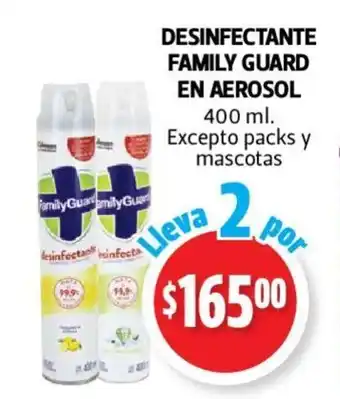 Farmacias Guadalajara Desinfectante Family Guard en Aerosol 400ml oferta