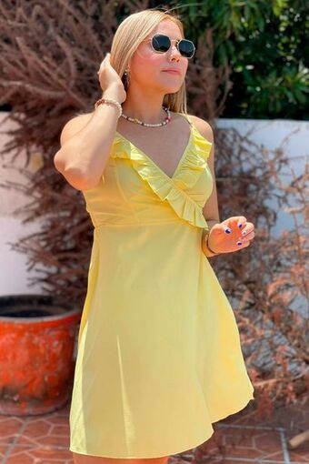 Santory Vestido corto liso de tirantes oferta