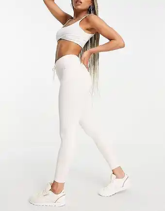 ASOS Reebok ribbed logo leggings with drawstring waist in light pink oferta