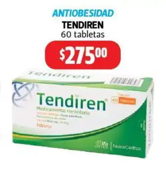 Farmacias Guadalajara Antiobesidad Tendiren 60 tabletas oferta