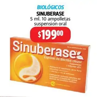 Farmacias Guadalajara Biológicos Sinuberase 5ml 10 ampolletas suspension oral oferta