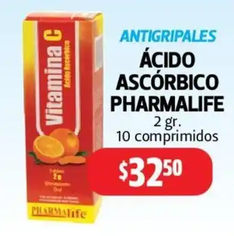 Farmacias Guadalajara Antigripales Ácido Ascórbico Pharmalife 2g 10 comprimidos oferta