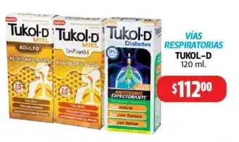 Farmacias Guadalajara Vías Respiratorias Tukol-D 120ml oferta