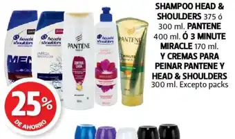 Farmacias Guadalajara Shampoo Head & Shoulders 375 ó 300ml Pantene 400ml ó 3 Minute Miracle 170ml y Cremas para Peinar Pantene y Head & Shoulders oferta