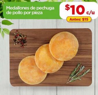 Bodega Aurrerá Medallones de pechuga de pollo por pieza oferta
