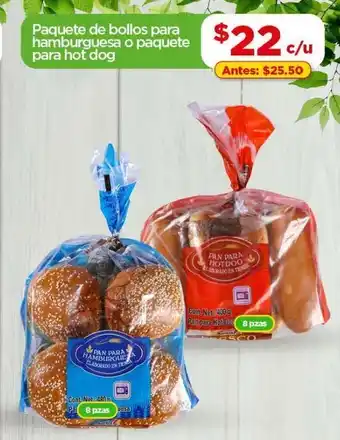 Bodega Aurrerá Paquete de bollos para hamburguesa o paquee para hot dog oferta
