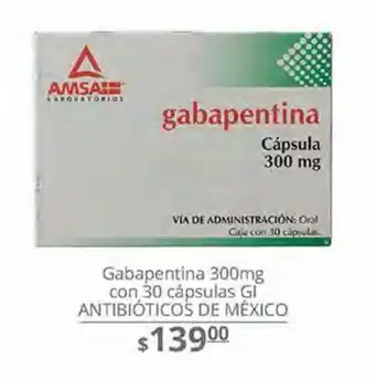 La Comer Gabapentina 300g 30 cápsulas gi antibiótico de méxico oferta