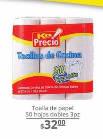 La Comer Toallas de papel ke precio 50 hojas 3pz oferta