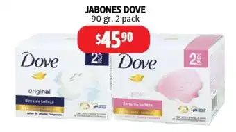 Farmacias Guadalajara Jabones Dove 90g - 2 pack oferta