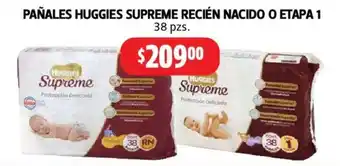 Farmacias Guadalajara Pañales Huggies Supreme Recién Nacido o Etapa 1 - 38 pzs oferta