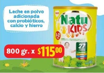 Farmacias Guadalajara Leche en Polvo Adicionada con Probióticos Calcio y Hierro Natu Kids 800g oferta